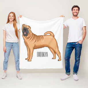 Chinese Shar-Pei cartoon illustratie Fleece Deken
