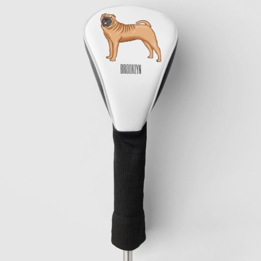 Chinese Shar-Pei cartoon illustratie Golfheadcover (Voorkant)