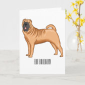 Chinese Shar-Pei cartoon illustratie Kaart (Gele Bloem)