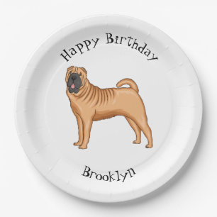 Chinese Shar-Pei cartoon illustratie Papieren Bordje