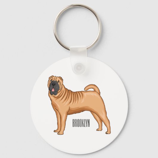 Chinese Shar-Pei cartoon illustratie Sleutelhanger (Voorkant)
