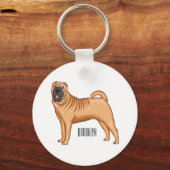 Chinese Shar-Pei cartoon illustratie Sleutelhanger (Voorkant)