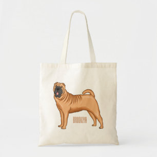 Chinese Shar-Pei cartoon illustratie Tote Bag