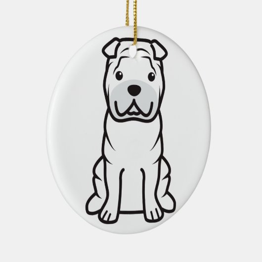 Chinese Shar-Pei Dog Cartoon Keramisch Ornament (Rechts)