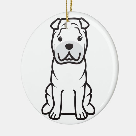 Chinese Shar-Pei Dog Cartoon Keramisch Ornament (Links)