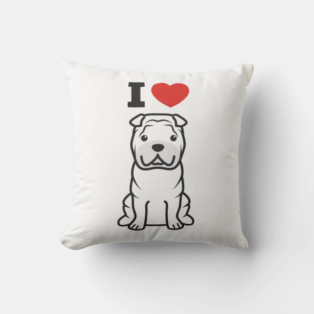 Chinese Shar-Pei Dog Cartoon Kussen (Voorkant)