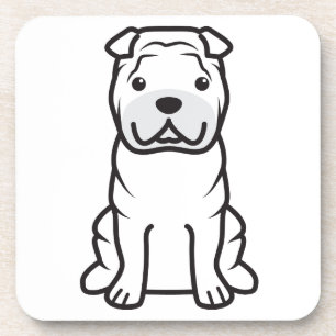 Chinese Shar-Pei Dog Cartoon Onderzetter