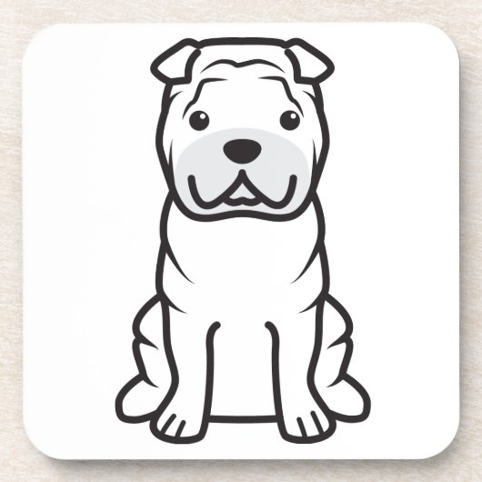 Chinese Shar-Pei Dog Cartoon Onderzetter (Voorkant)