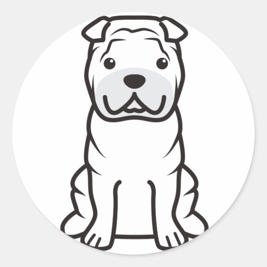 Chinese Shar-Pei Dog Cartoon Ronde Sticker (Voorkant)