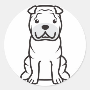 Chinese Shar-Pei Dog Cartoon Ronde Sticker