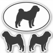 Chinese Shar-Pei Dog Silhouettes Vinyl Sticker Set (Voorkant)