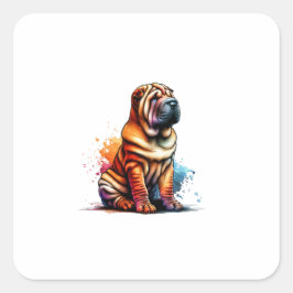 Chinese Shar Pei Dog Vierkante Sticker