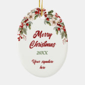 Chinese Shar-Pei Hond Holly Berry Kerstmis Keramisch Ornament (Achterkant)