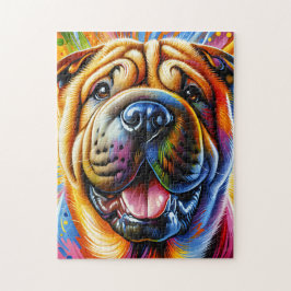 Chinese Shar-Pei Hond Portret Acryl Kunstprint Legpuzzel