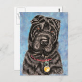 Chinese Shar-Pei Hondenkunst - Tia Briefkaart (Voorkant / Achterkant)