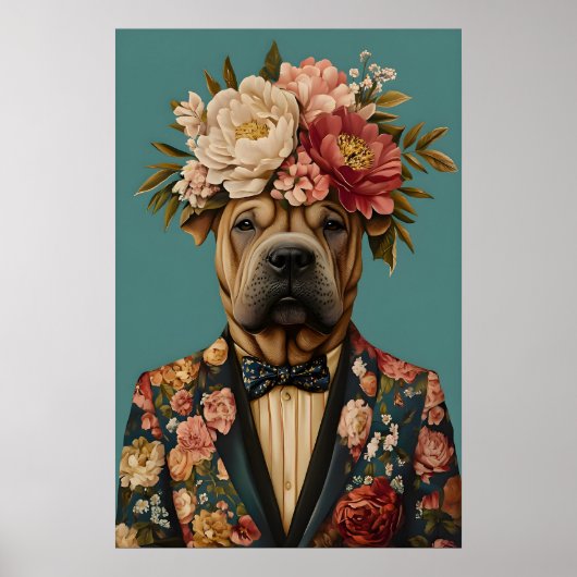 Chinese Shar Pei In Suit Poster, Shar Pei Poster (Voorkant)