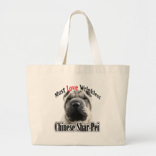 Chinese Shar-Pei moet van rimpels houden Grote Tote Bag