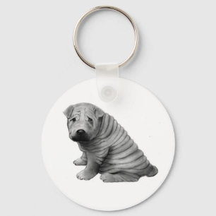 CHINESE SHAR-PEI: PENCIL REALISME: HOND SLEUTELHANGER