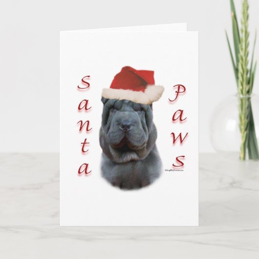 Chinese Shar-Pei Santa Paws Feestdagen Kaart (Voorkant)
