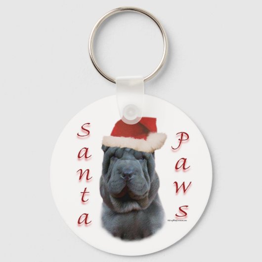 Chinese Shar-Pei Santa Paws Sleutelhanger (Voorkant)