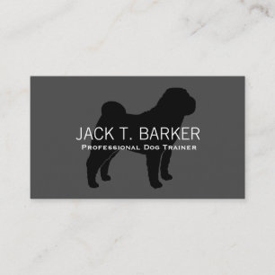Chinese Shar-Pei Silhouet Zwart op Grijs Visitekaartje