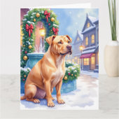 Chinese Shar-Pei Snowy Town Fountain Christmas Art Kaart (Voorkant)