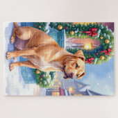 Chinese Shar-Pei Snowy Town Fountain Christmas Art Legpuzzel (Horizontaal)