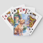 Chinese Shar-Pei Snowy Town Fountain Christmas Art Pokerkaarten (Achterkant)