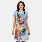 Chinese Shar-Pei Snowy Town Fountain Christmas Art Schort (Gedragen)