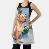 Chinese Shar-Pei Snowy Town Fountain Christmas Art Schort (Insitu)