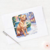 Chinese Shar-Pei Snowy Town Fountain Christmas Art Vierkante Sticker (Envelop)