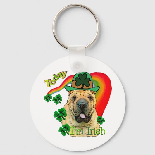 Chinese Shar-Pei St. Patrick's Day Sleutelhanger (Voorkant)
