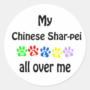 Chinese Shar-Pei wandelingen ontwerp Ronde Sticker