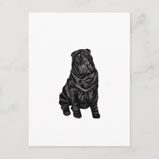 Chinese Shar Pei - zwart Briefkaart (Voorkant)
