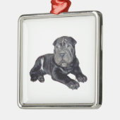 Chinese Shar Pei - zwarte puppy Metalen Ornament (Links)
