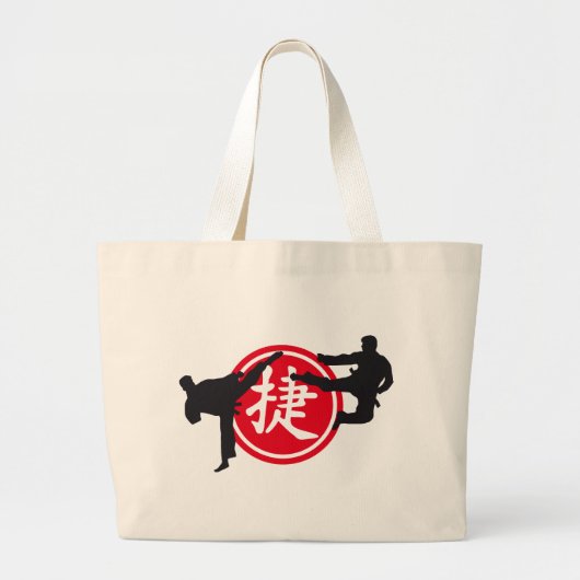 chinese sign and karate fighter grote tote bag (Voorkant)