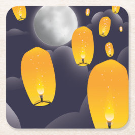 Chinese Sky Lantern Kartonnen Onderzetters