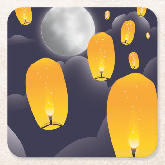 Chinese Sky Lantern Kartonnen Onderzetters (Voorkant)