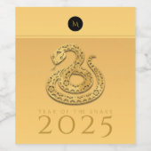 Chinese Slang Jaar 2025 Elegant Monogram BL Wijn Etiket (Enkel label)