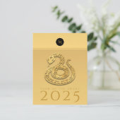 Chinese Slang Jaar 2025 Elegant Monogram Teksten 2 Feestdagenkaart (Staand voorkant)