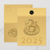 Chinese Slang Jaar 2025 Elegant Monogram Teksten 2 Feestdagenkaart (Voorkant / Achterkant)