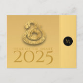Chinese Slangenjaar 2025 Elegante Monogram-teksten Briefkaart (Voorkant)