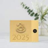Chinese Slangenjaar 2025 Elegante Monogram-teksten Briefkaart (Staand voorkant)