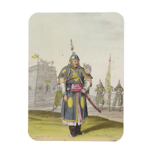 Chinese soldaat in volledige gevechtsjurk, illustr magneet