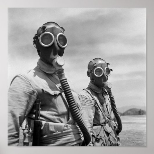 Chinese soldaten met gasmaskers - 1944 poster (Voorkant)