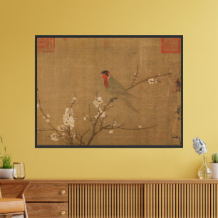 Chinese Song-dynastie Parkiet op abrikozenboom Canvas Afdruk
