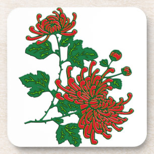 Chinese spinchrysanten — diep rood bier onderzetter