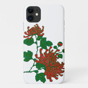 Chinese spinchrysanten — diep rood iPhone 11 hoesje