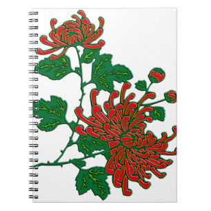 Chinese spinchrysanten — diep rood notitieboek