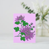 Chinese spinchrysanthema - lavendel briefkaart (Staand voorkant)